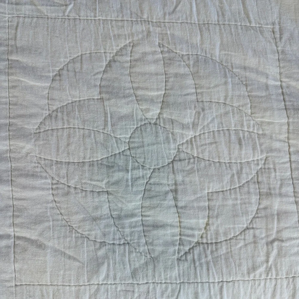Handmade Floral Patchwork Quilt Applique Country Cottagecore Cream Burgundy